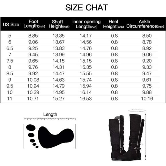 Women's Knee High Boots Flat Warm Winter Boots with Side Zipper - Picture 6 of 6